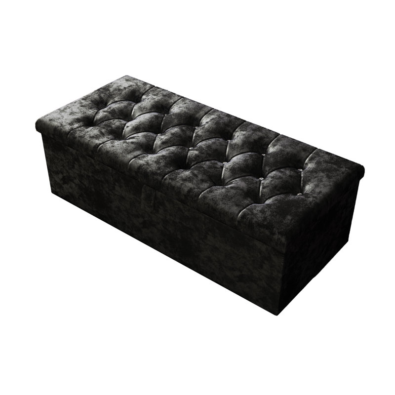 Hillhouse 102cm Wide Tufted Rectangle Ottoman Storage Box with Hydrolic Arm, Black