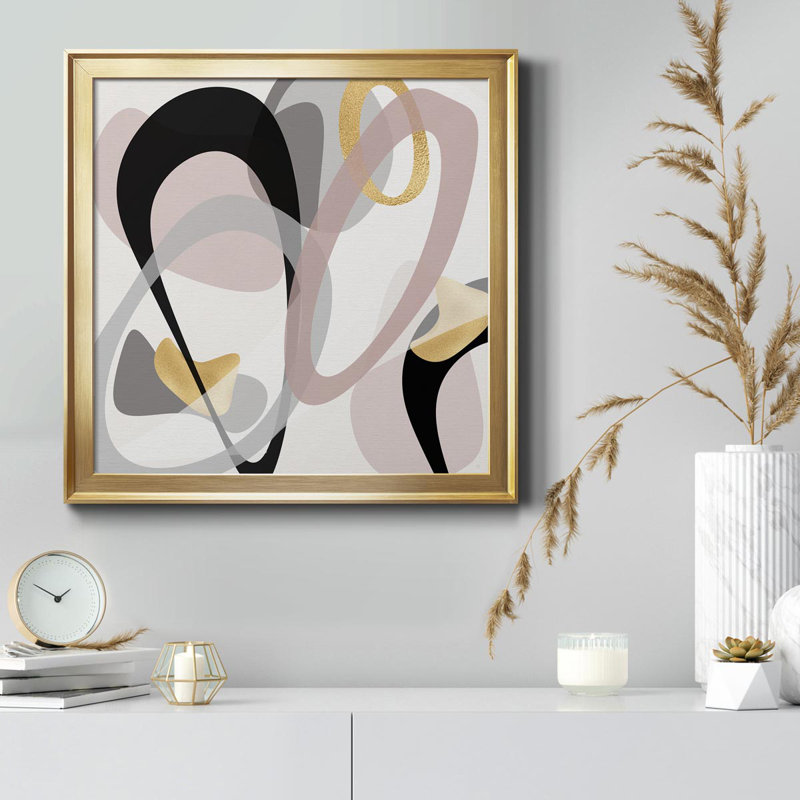 " Tumbled Golden II ", Gold Framed Canvas, 28" H x 28" W x 1" D