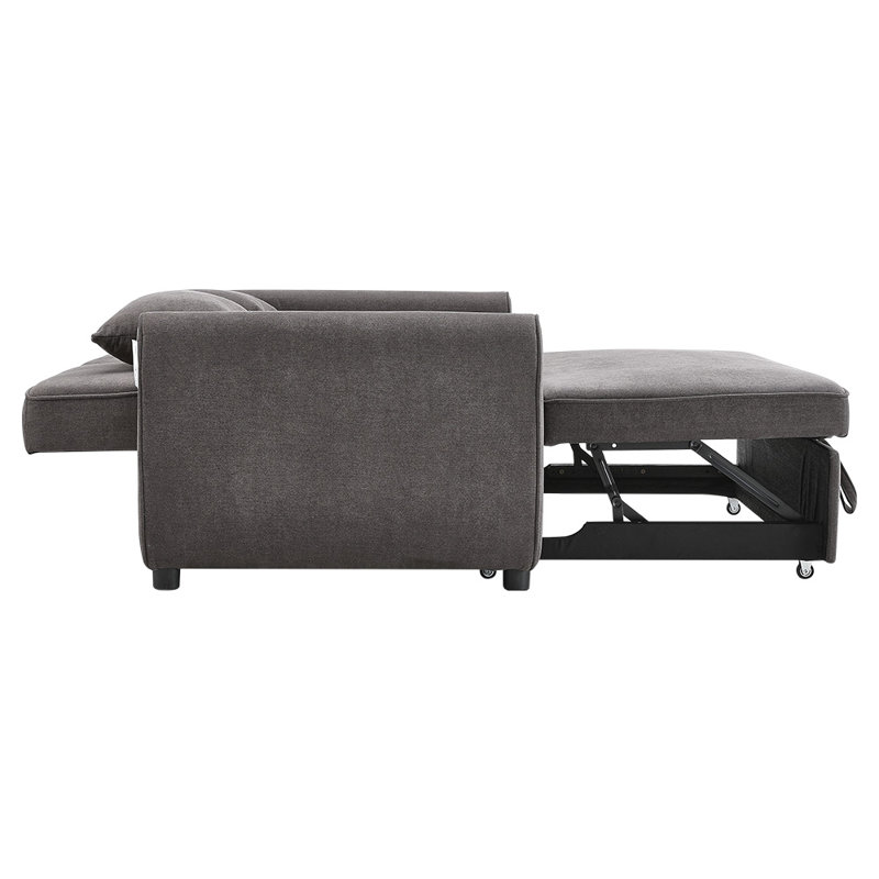164cm W  Convertible Sofa Bed with 2 Pillows in Grey
