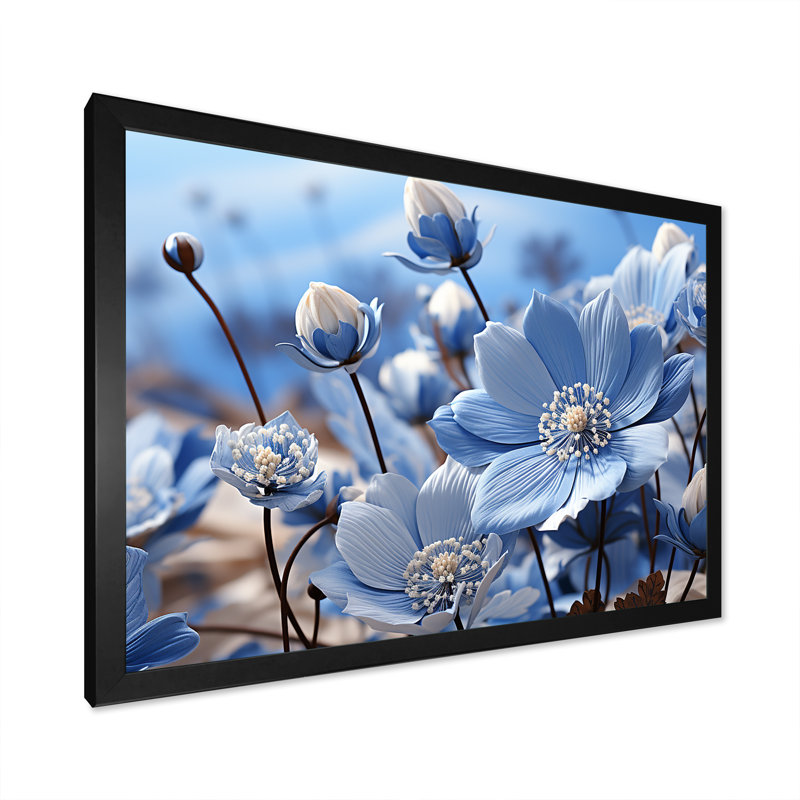 «Inviting Azure Flowers Field II», reproduction, H 24 po x l 32 po x P 0,5 po, Cadre simple noir