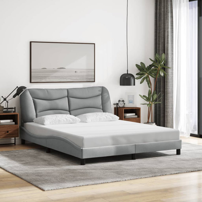  Bed Frame Without Mattress Hvar Light Gray 59.8"X79.9" Fabric, Queen 59.8x79.9 in., Light Gray