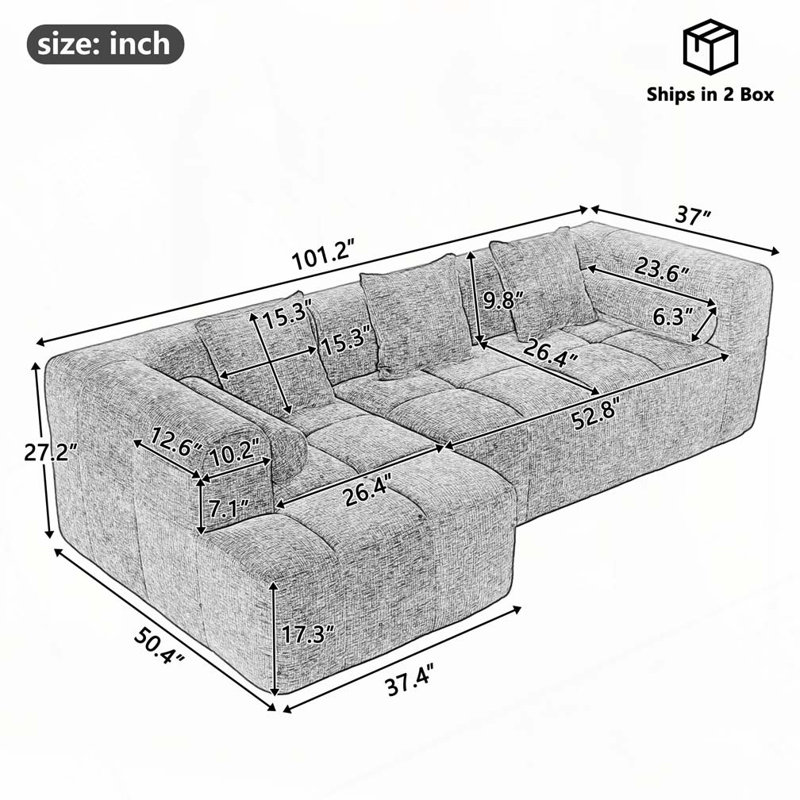 Canapé modulaire 101,2 po, Bleu