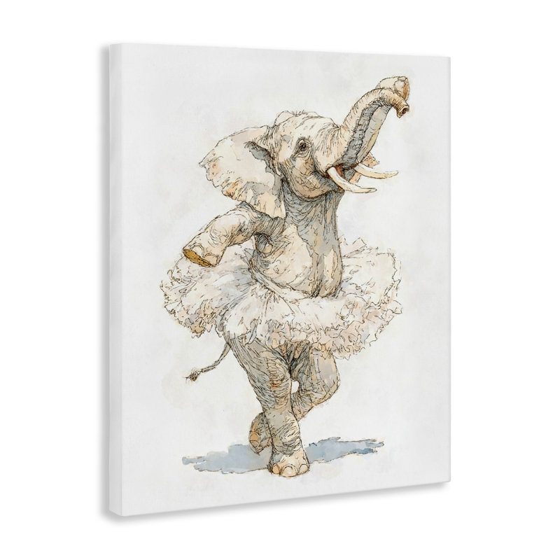 Toile éléphant ballet tutu, design par Ziwei Li, H 20 po x l 16 po