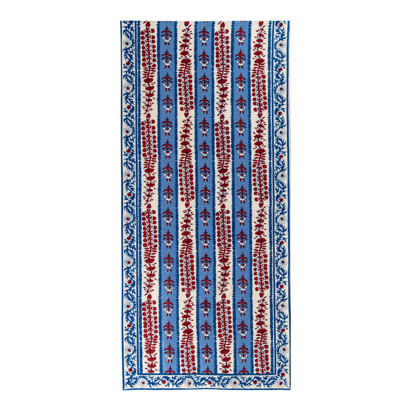 Charlemont Floral Table Runner, 16" L x 90" W, Blue/Red