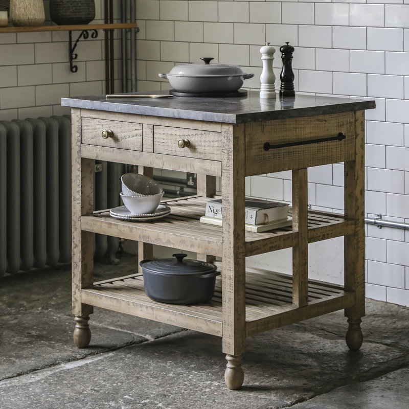 Beamond 100 cm W Kitchen Island with Marble Top