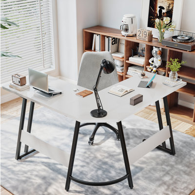 Vanesa 120cm L-Shape Computer Desk Metal Base Corner Gaming Desk Large PC Writing Table