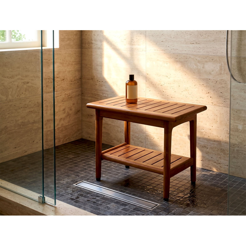 Maluku 24'' W Teak Shower Bench, 18" H x 24" W x 15" D
