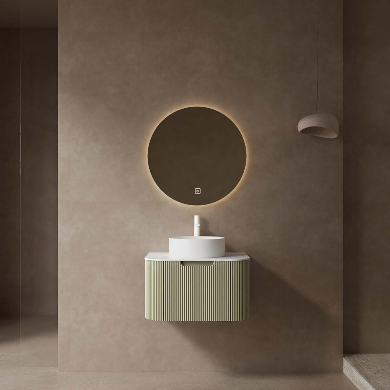 Meuble-lavabo mural flottant avec lavabo (sans robinet), Vert clair, 24"