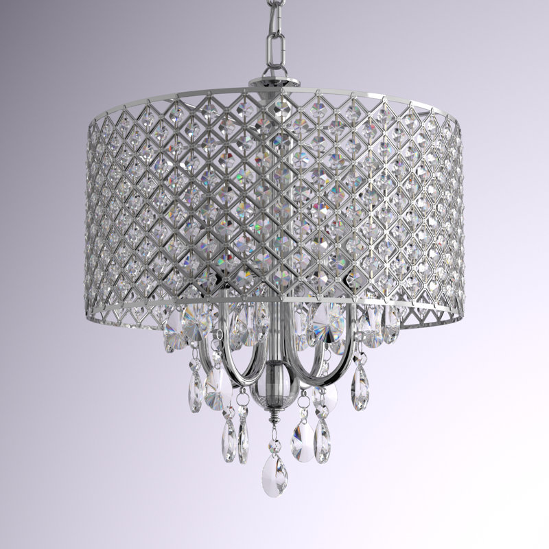 Ivonna 4 - Light Dimmable Drum Chandelier, Chrome