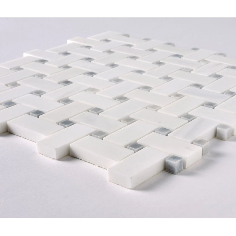 Bianco Dolomite 12" x 12" Marble Basketweave Mosaic Tile