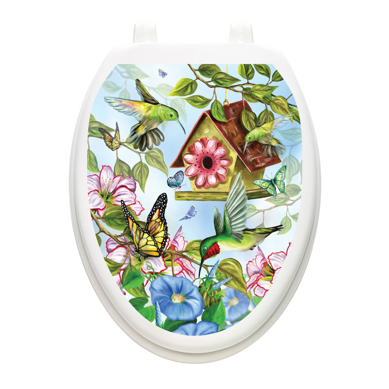 Adhésif décoratif pour siège de toilette Birds House, Allongé