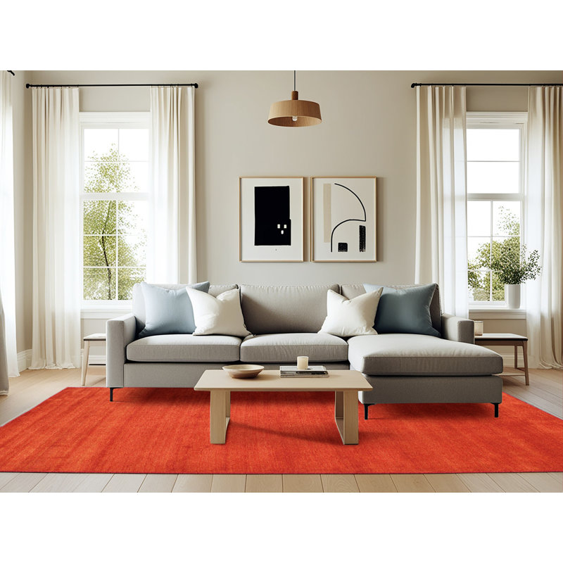 Tapis contemporain rouge, Rectangle 6 pi x 9 pi