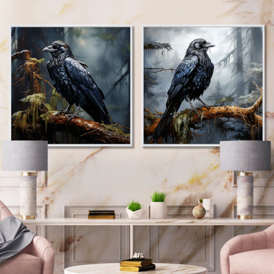 «Black Raven Forest Guardian I», ensemble de 2 reproductions d'art mural Raven