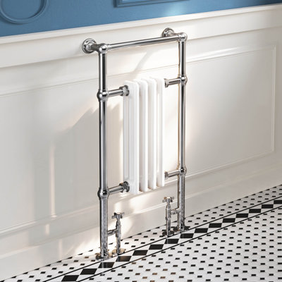 iBathUK Traditional Vintage Heated Towel Rail Premium Bathroom Radiator-White