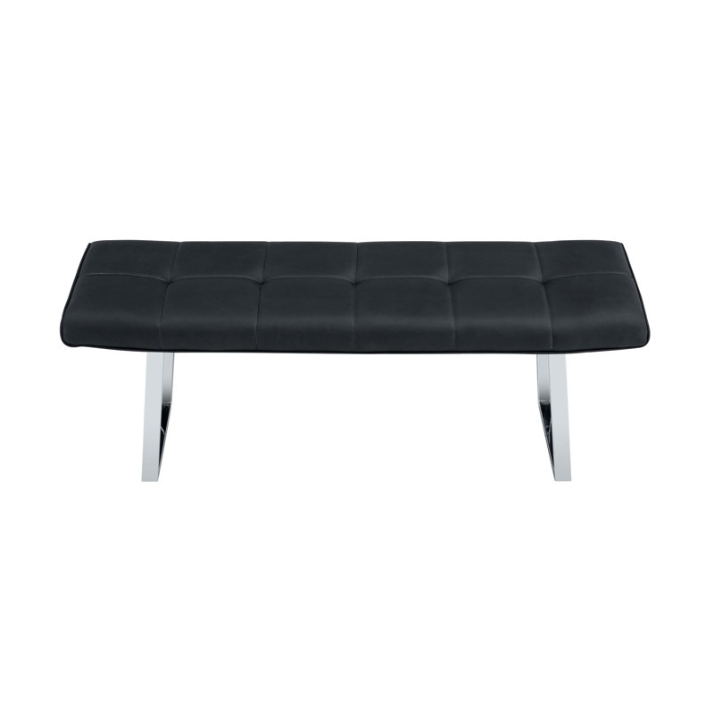 Banc de salle à manger pour 2 ou 3 personnes, revêtu de cuir de qualité supérieure, coussin en éponge à haute résilience, pieds renforcés par poutre en métal et arqué (seulement chaise)