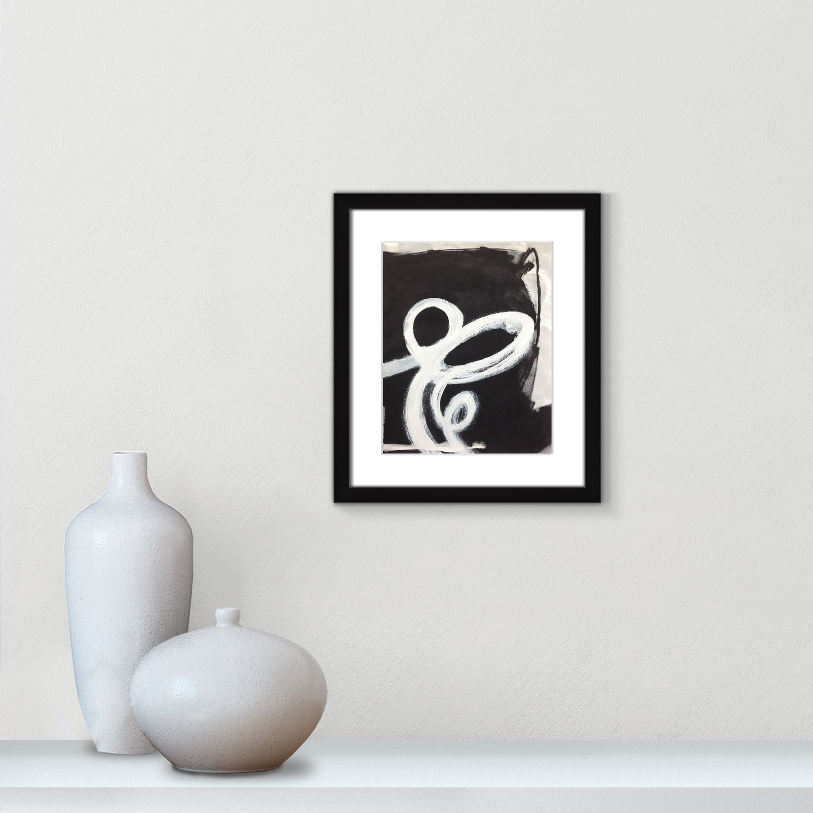 Bronte "Swirly Swirls II" Print, 15" H x 13" W x 1.25" D, Black Single Picture Frame, Yes