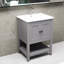 Lavabo de salle de bain gris élégant et moderne en céramique avec cadre ouvert en bois massif