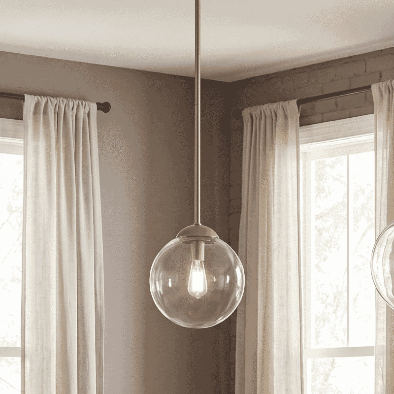 1-Light Single Globe Pendant in Natural Brass, Natural Brass