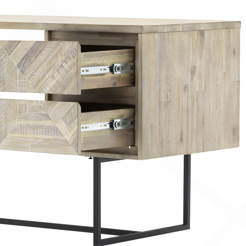 Bureau 2 tiroirs en bois d'acacia naturel