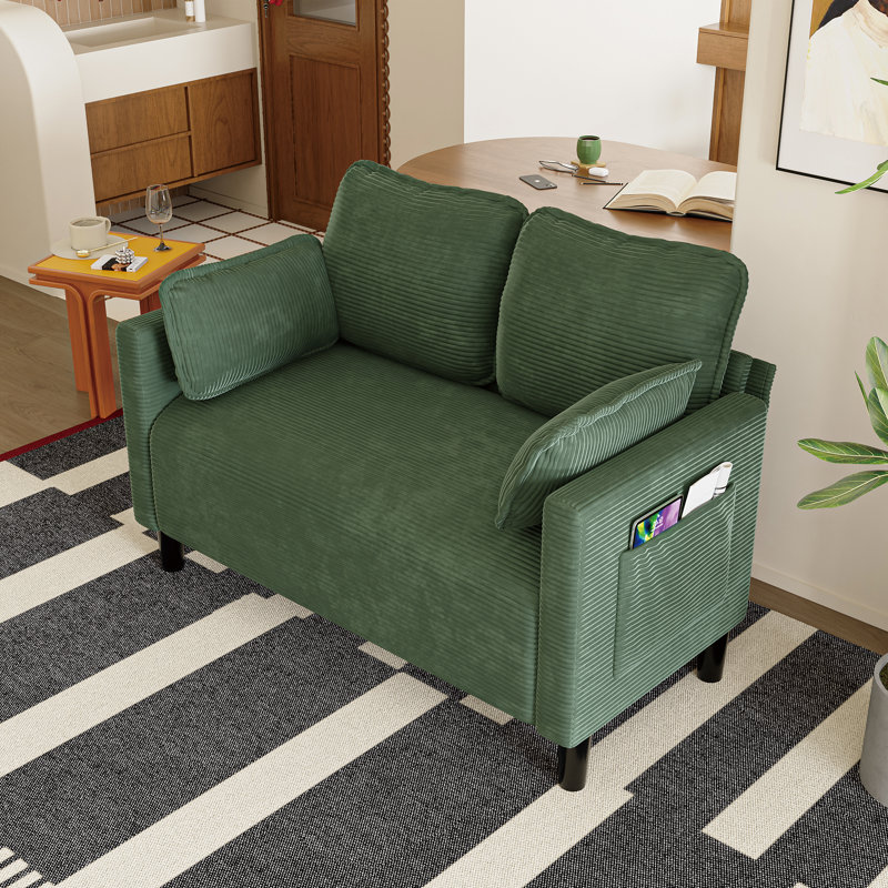 Causeuse moderne en velours côtelé 48 ", Vert