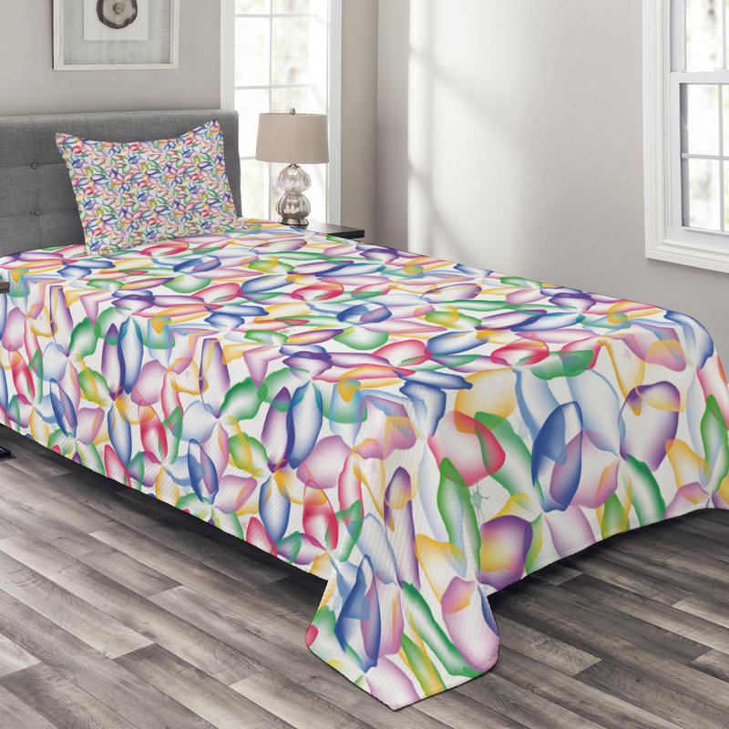 Farmhouse / Country Polyester Floral Coverlet, Twin Coverlet + 1 Sham