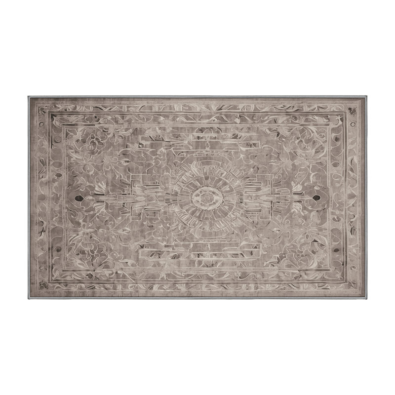 Machine Washable Gray Area Rug, Rectangle 3' x 5'