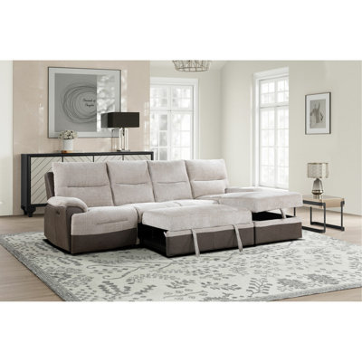 KIA BEIGE/BROWN SECTIONAL WITH PO AND USB