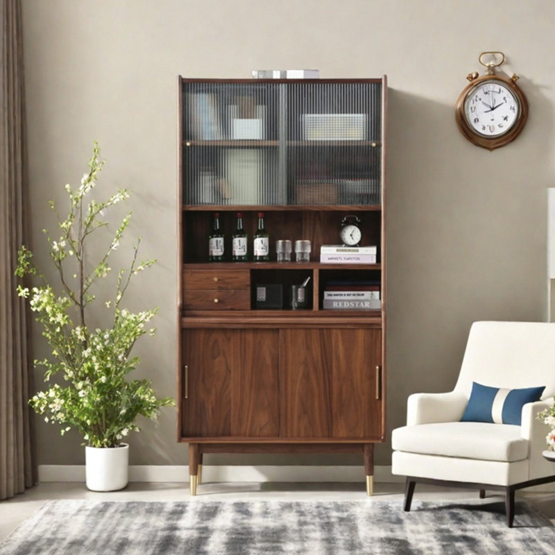 Black walnut unique design bookcase