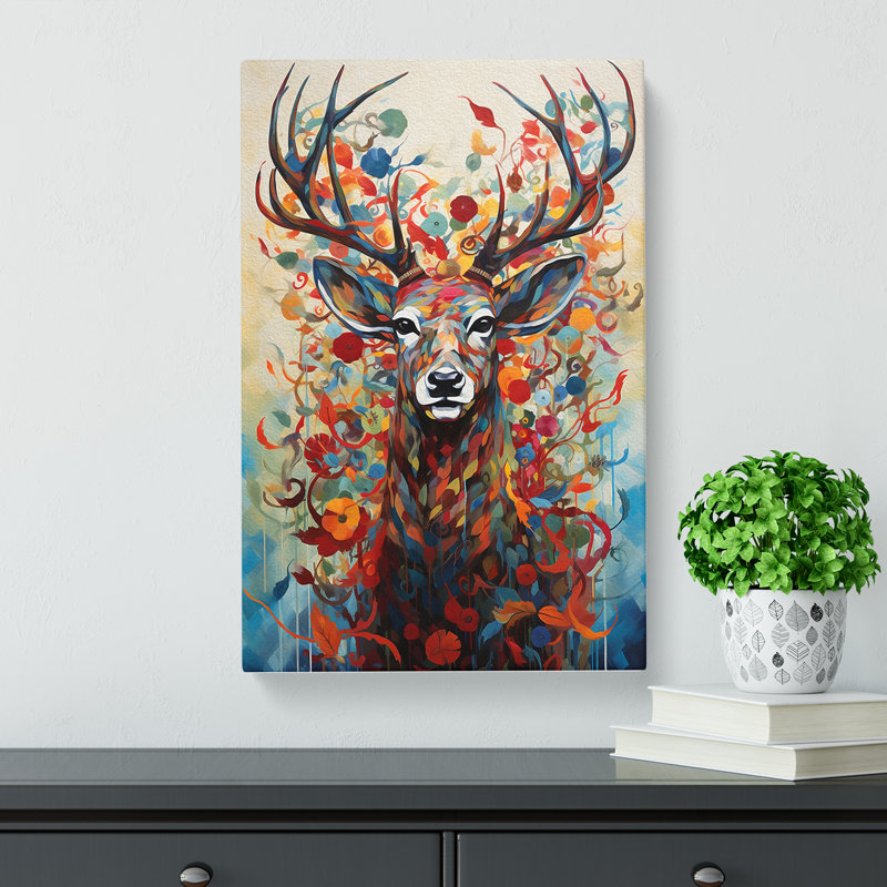 Stag Orphism No.3 - No Frame Print, 76cm H x 50cm W x 3cm D