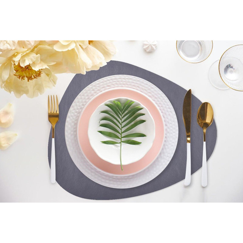 Mattola Placemat, Stone, Taupe, 18.5" X 15.3", Set Of 6, Blue