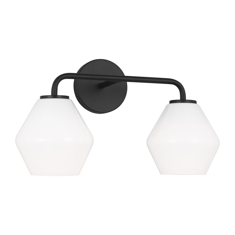 Éclairage de salle de bain à intensité variable à 2 lumières Rooks, Nuit noire, blanc