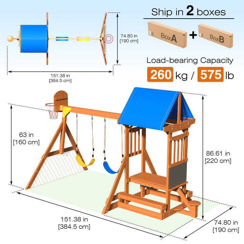 SuniBoxi Swing Set with 2 Swing(s)