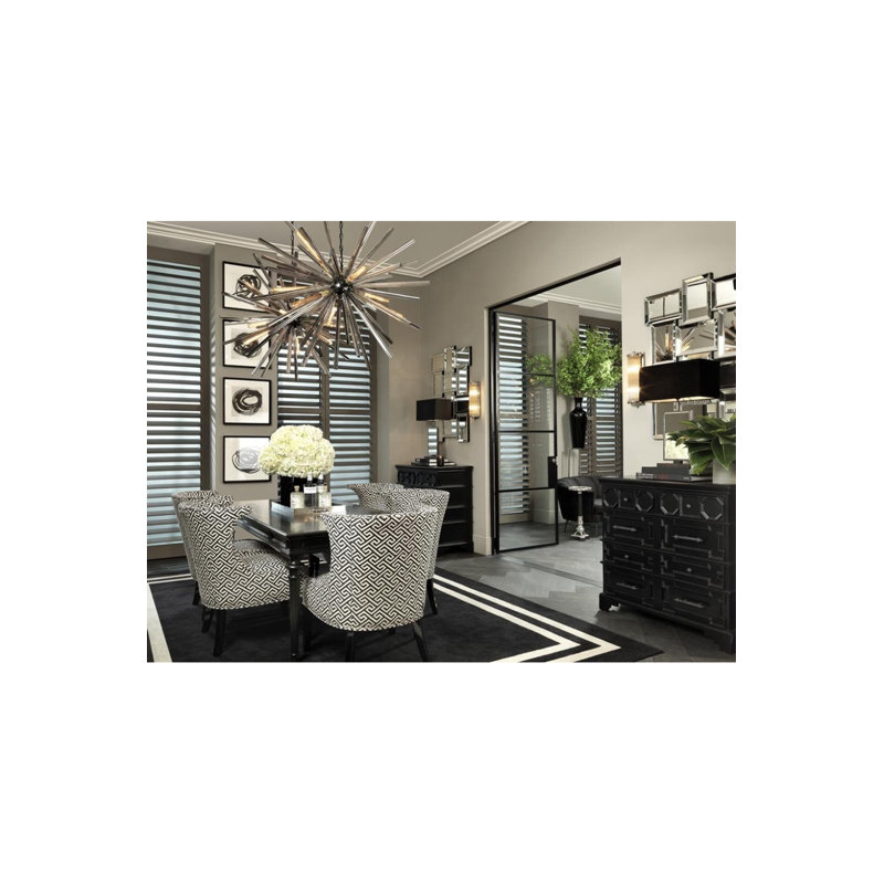 Tapis noir / blanc cassé en laine touffeté à la main Celeste, Rectangle 6 pi 7 po x 9 pi 10 po