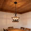 Lustre campagnard unique en bois à 4 lumières avec ampoules