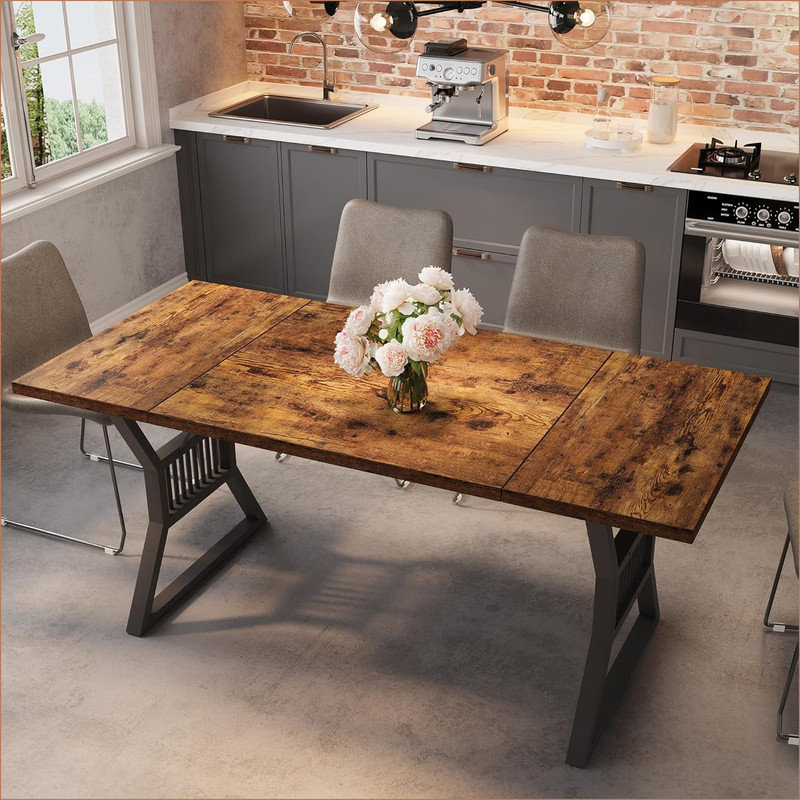 Extendable Metal Base Dining Table