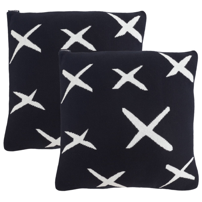 Alto 19'' Black and Ivory Geometric Cotton Blend Pillow Set