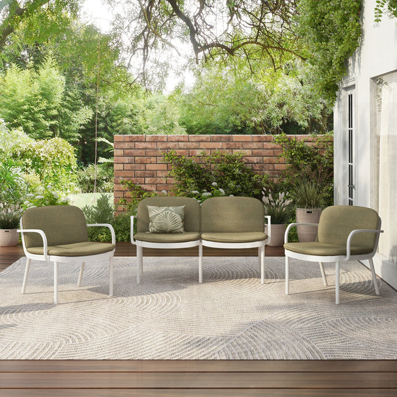Outdoor Patio PP 3PCS Chair Set, White