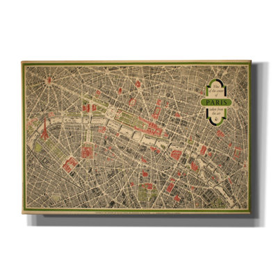 «Paris Map» par Vintage Posters, art mural sur toile