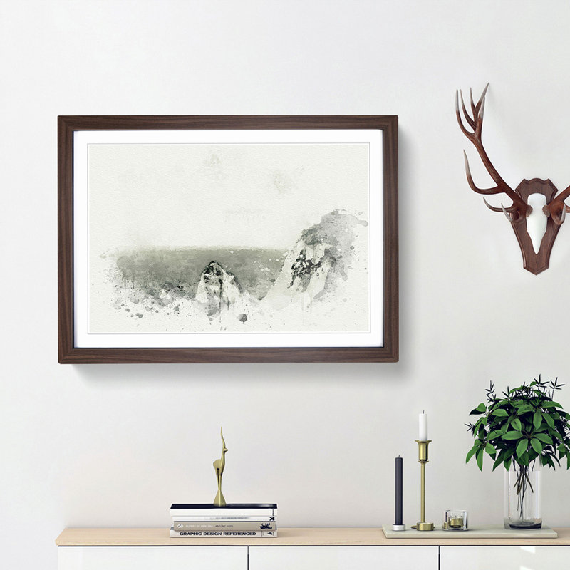 Coastline in Zante Greece in Abstract - Picture Frame Graphic Art Print, Walnut Framed, 36cm H x 48cm W x 2cm D