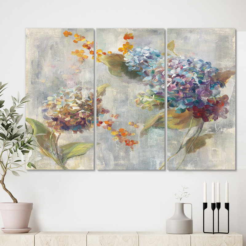 « automne hortensia », reproduction d’image multi-pièces sur toile, H 40 po x l 60 po x P 1 po