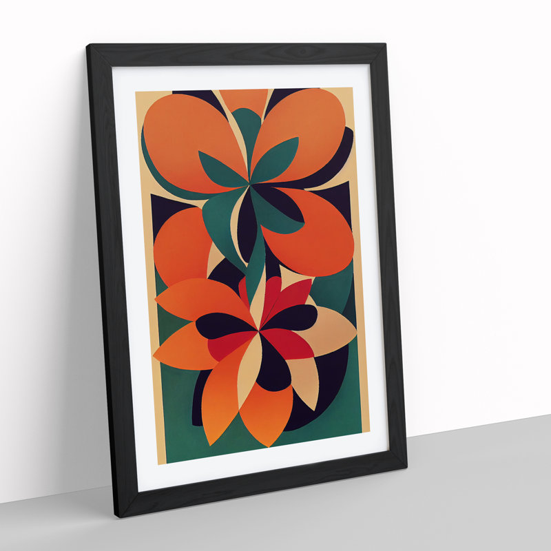 The Abstract Flowers No.1 - Single Picture Frame Print, Black , 64cm H x 46cm W x 2cm D