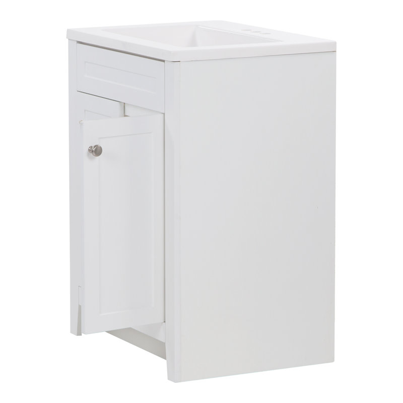 White 25" Single Bathroom Vanity with Cultured Marble Top