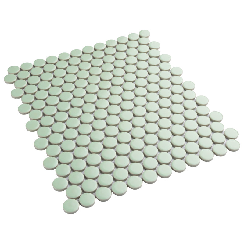 Metro Penny 9-3/4 in. x 11-1/2 in. Porcelain Mosaic Floor and Wall Tile, Light Green