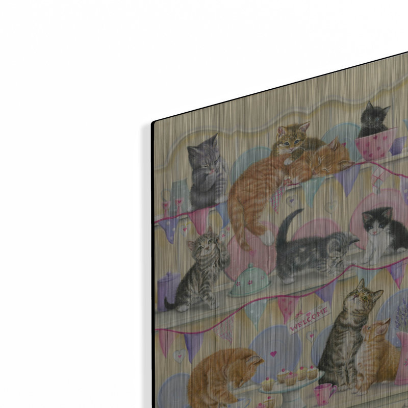 Luxe Kittens On Dresser par Janet Pidou «Kittens On Dresser» par Janet Pidoux, H 16 po x l 12 po