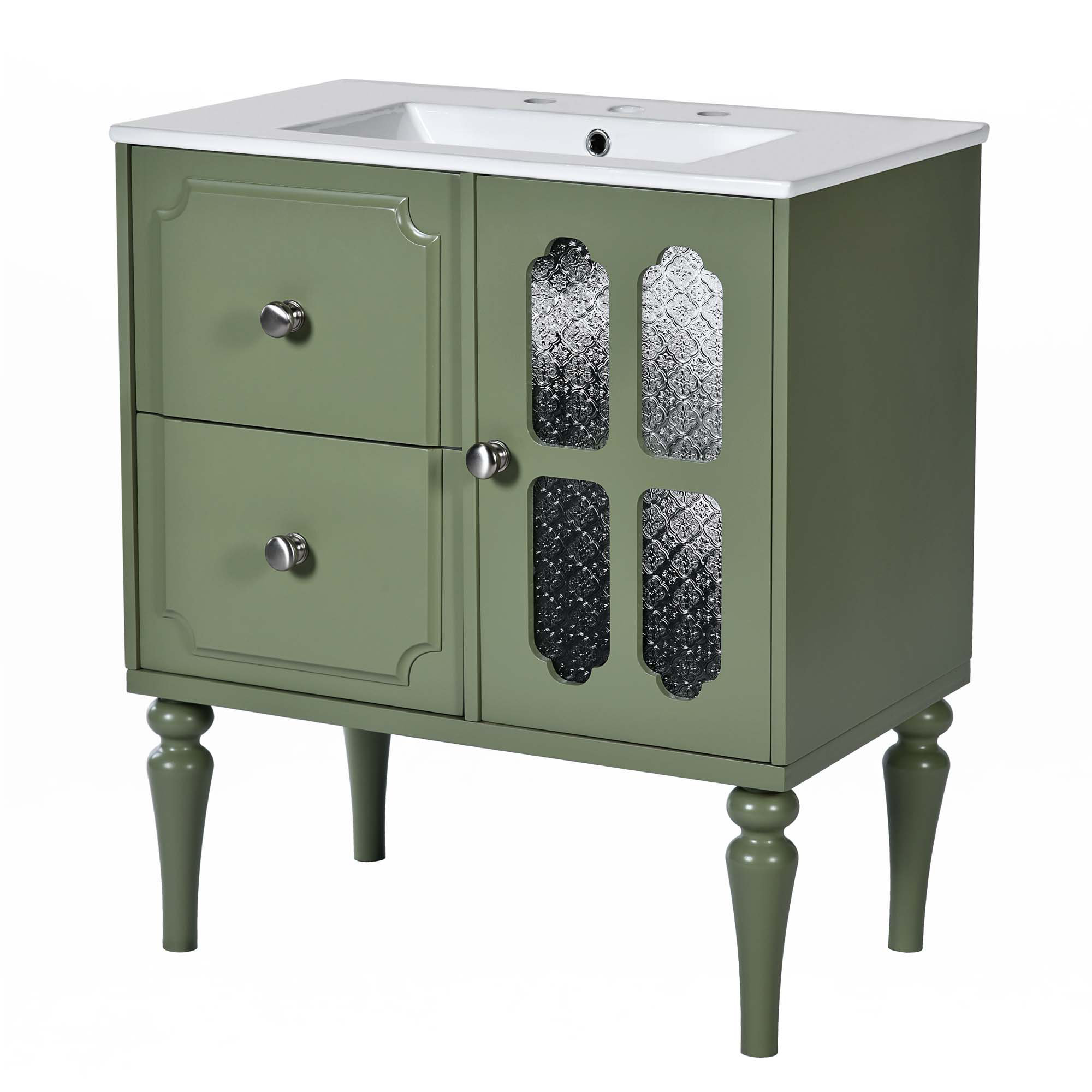 Charlton Home® Retro Style 30'' Bathroom Vanity With Ceramic Sink Combo ...