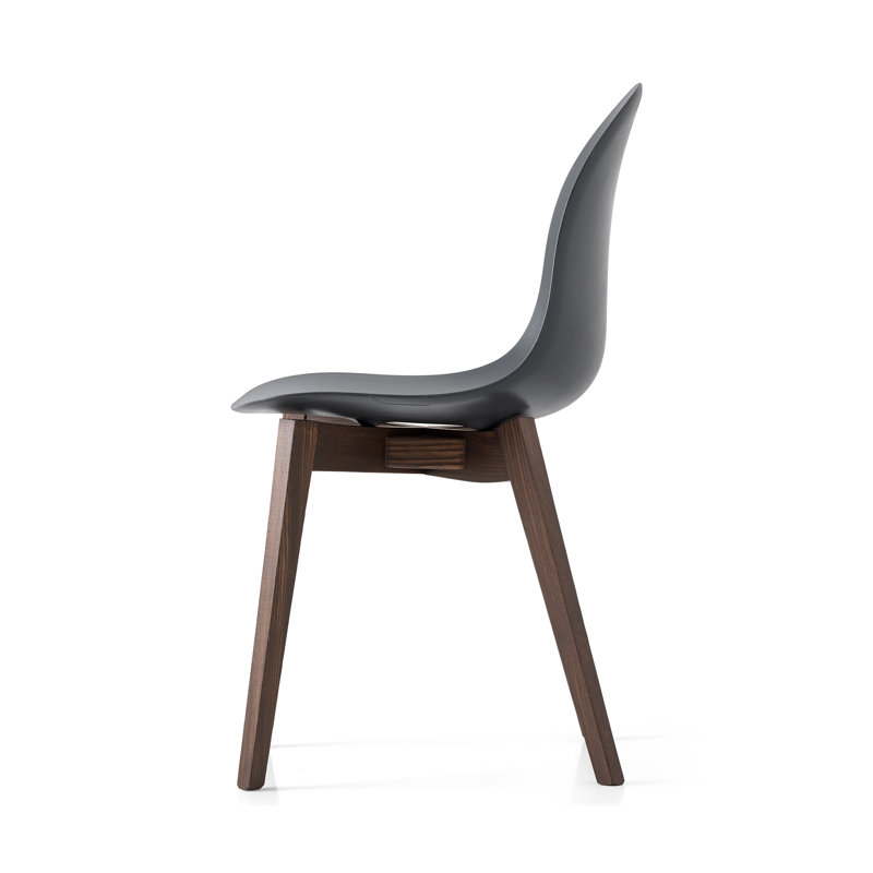 Academy Side Chair with Wooden Frame, Matte Optic White, Smoke