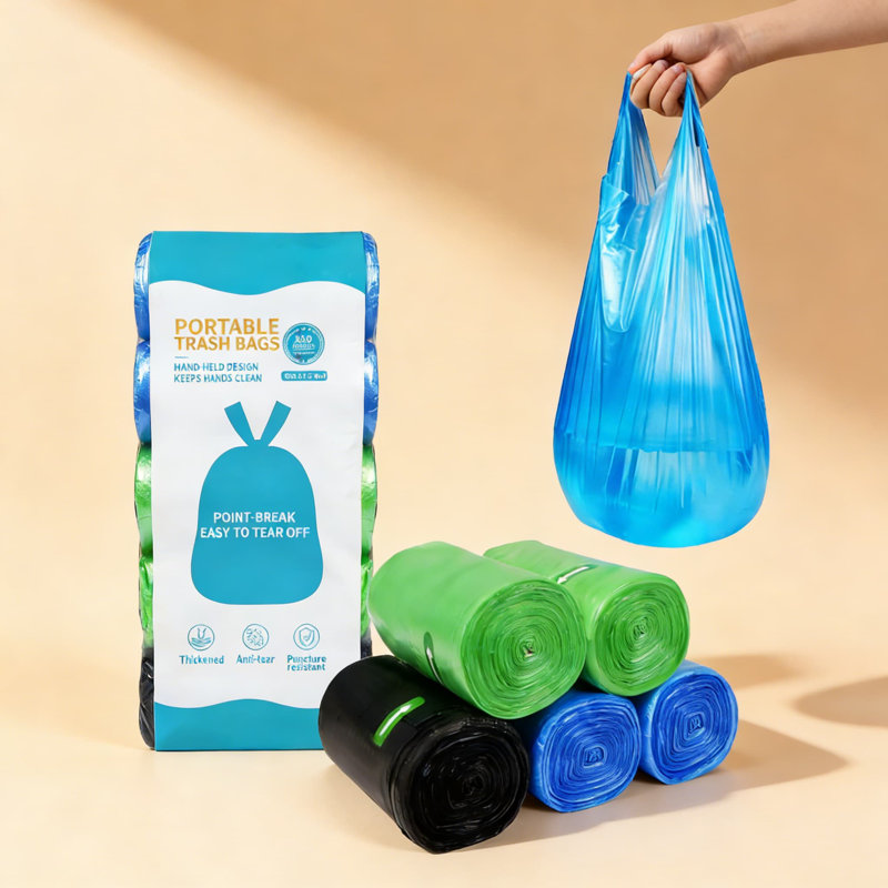 Petits sacs à ordures à 5 rouleaux de 4 gallons avec poignées, sacs à ordures résistants aux déchirures et à la fuite pour les poubelles de bureau, de cuisine, de salle de bain et de chambre à coucher