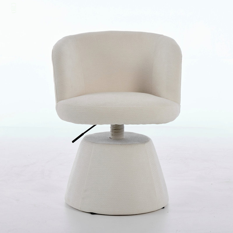 Tabouret de bar pivotant à 360 ° à hauteur réglable, chaise de salle à manger ronde rembourrée en chenille moderne, fauteuil de meuble-lavabo ergonomique pour chambre à coucher, îlot de cuisine et pub, paquet simple, couleur crème et beige