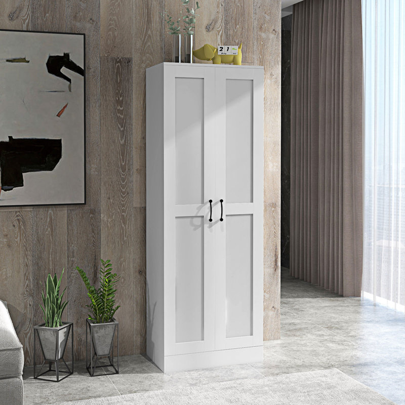 Modern Storage Cabinet with Movable Storage Shelves, White