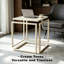Table d'appoint moderne en métal, table de bout carrée en verre avec structure en acier inoxydable, table de chevet minimaliste pour le salon, petits espaces, blanc crème